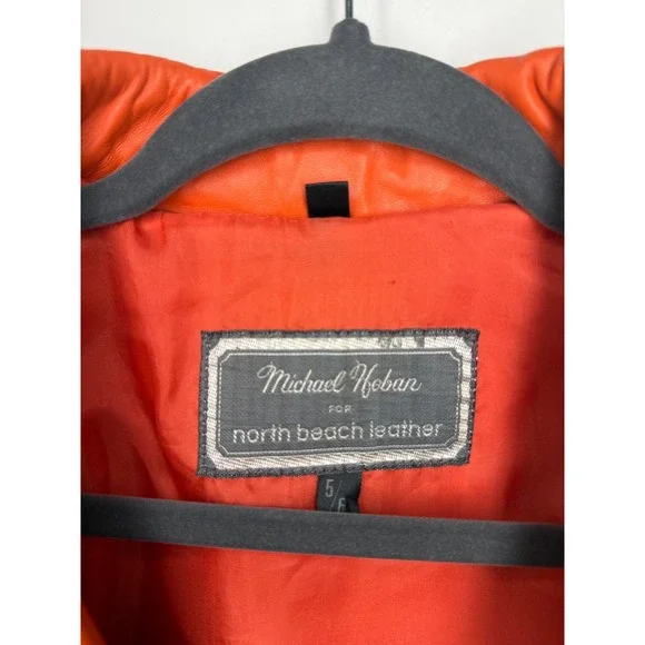 VTG North Beach Leather Women's Size Small 5/6 Cropped Red Fringe Leather Jacket - Picture 5 of 14